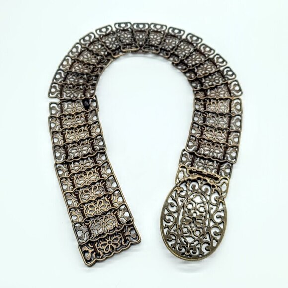 Vintage Bronze Finish Metal Chain Wide Stretch Belt